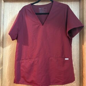 Figs Women’s Casma Scrub Top - XL Burgundy